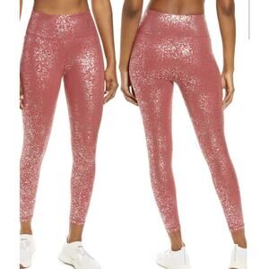 Sweaty Betty NWT Disco Metallic 7/8 Leggings Red Terrazzo Foil Size XL High Rise